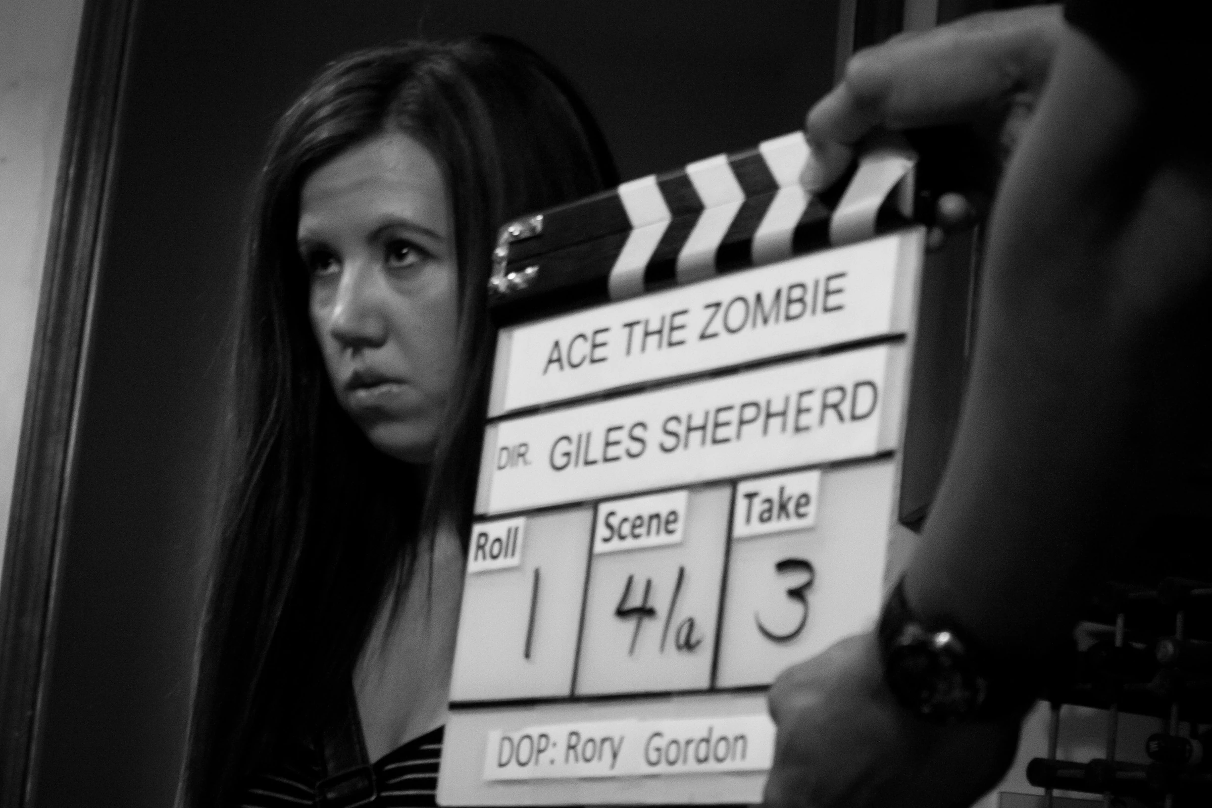 A behind the scenes photograph from a film set
